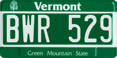 VT license plate BWR529
