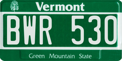 VT license plate BWR530