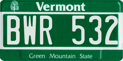 VT license plate BWR532