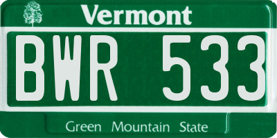 VT license plate BWR533