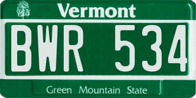 VT license plate BWR534