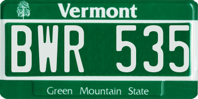 VT license plate BWR535