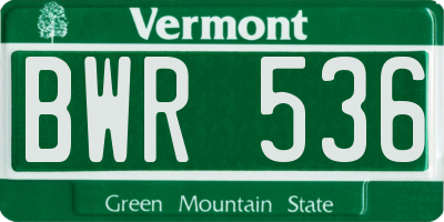 VT license plate BWR536