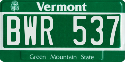 VT license plate BWR537