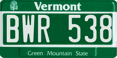 VT license plate BWR538
