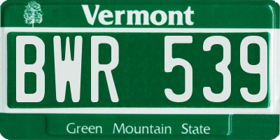 VT license plate BWR539