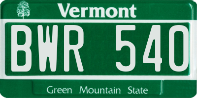 VT license plate BWR540