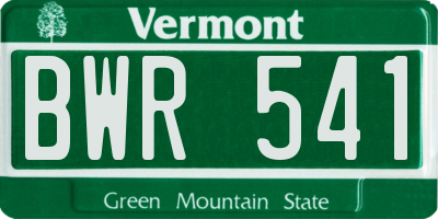 VT license plate BWR541