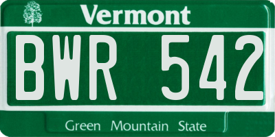 VT license plate BWR542