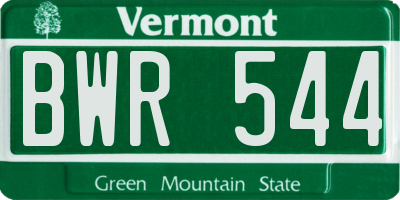VT license plate BWR544