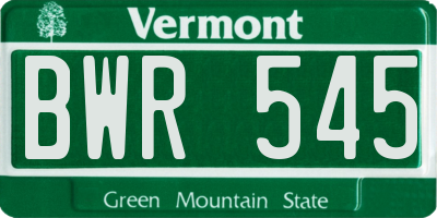 VT license plate BWR545