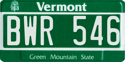 VT license plate BWR546