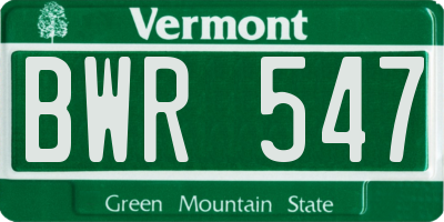 VT license plate BWR547