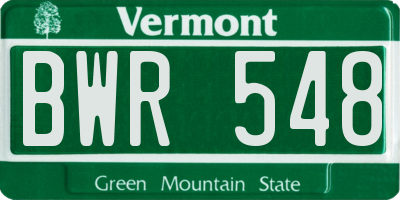 VT license plate BWR548