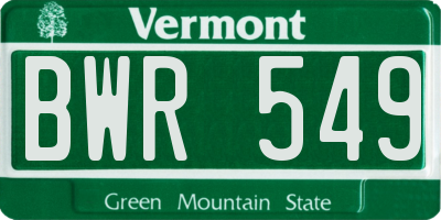 VT license plate BWR549