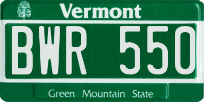 VT license plate BWR550