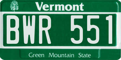 VT license plate BWR551
