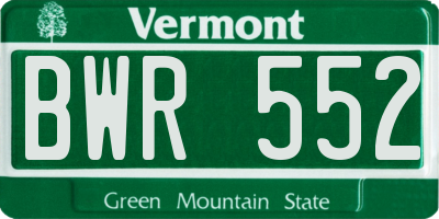 VT license plate BWR552