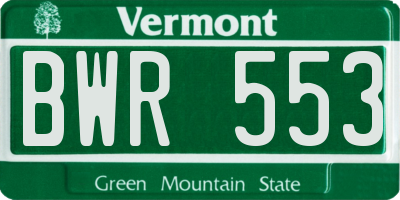 VT license plate BWR553
