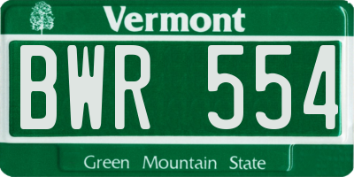 VT license plate BWR554