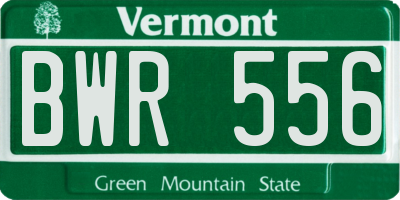 VT license plate BWR556