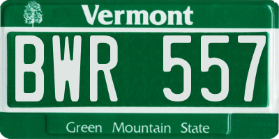 VT license plate BWR557