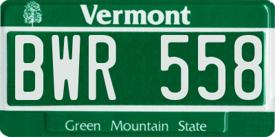 VT license plate BWR558