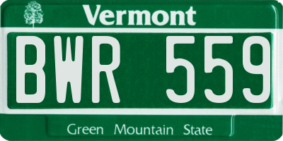 VT license plate BWR559
