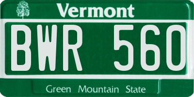 VT license plate BWR560