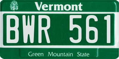 VT license plate BWR561