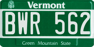 VT license plate BWR562