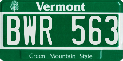 VT license plate BWR563