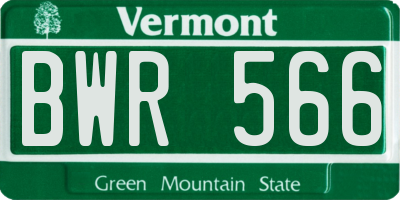 VT license plate BWR566