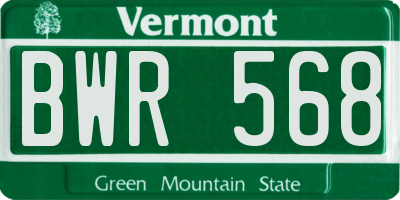 VT license plate BWR568