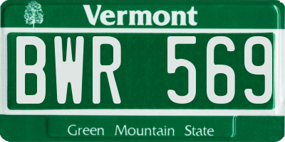 VT license plate BWR569