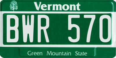 VT license plate BWR570