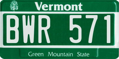 VT license plate BWR571