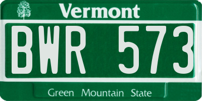 VT license plate BWR573