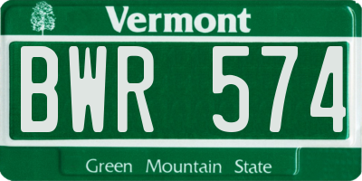 VT license plate BWR574