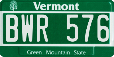 VT license plate BWR576