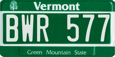 VT license plate BWR577