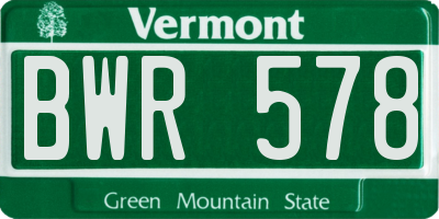 VT license plate BWR578