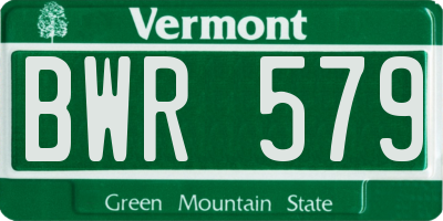 VT license plate BWR579