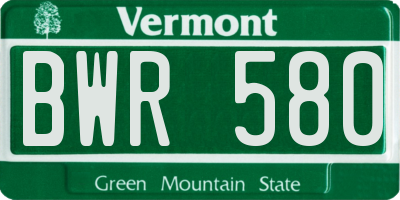 VT license plate BWR580