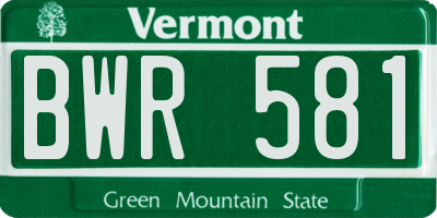 VT license plate BWR581