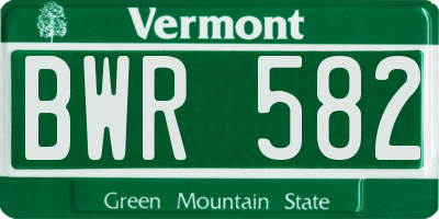VT license plate BWR582