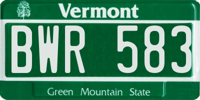 VT license plate BWR583