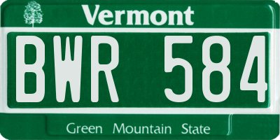 VT license plate BWR584