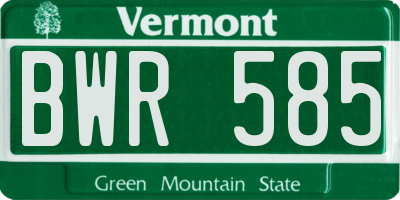 VT license plate BWR585