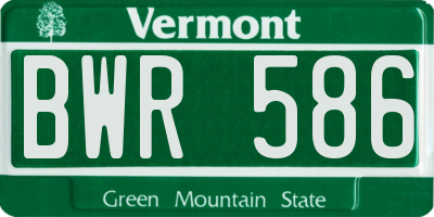 VT license plate BWR586